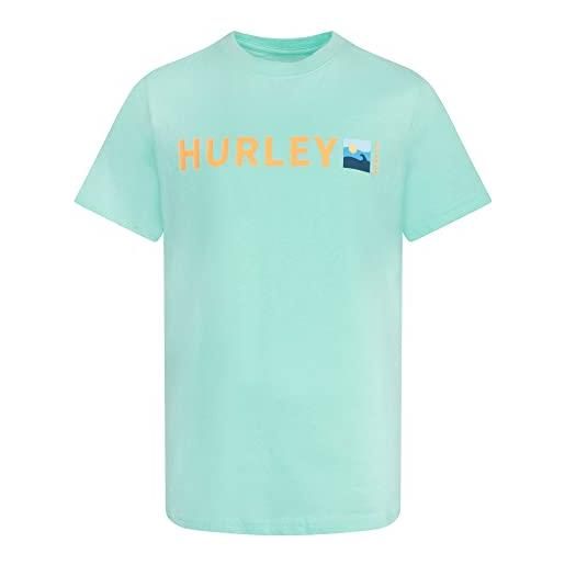 Hurley hrlb wave box s/s tee maglietta, green glow, 6 años bambini e ragazzi