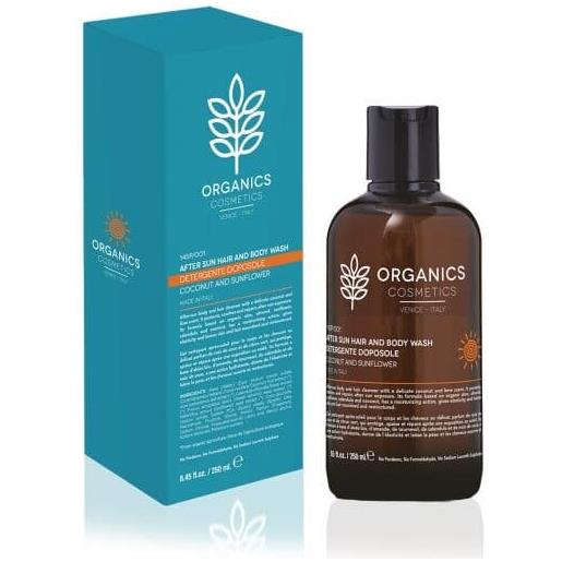 Amicafarmacia organics cosmetics detergente doposole coconut e sunflower per corpo e capelli 250ml