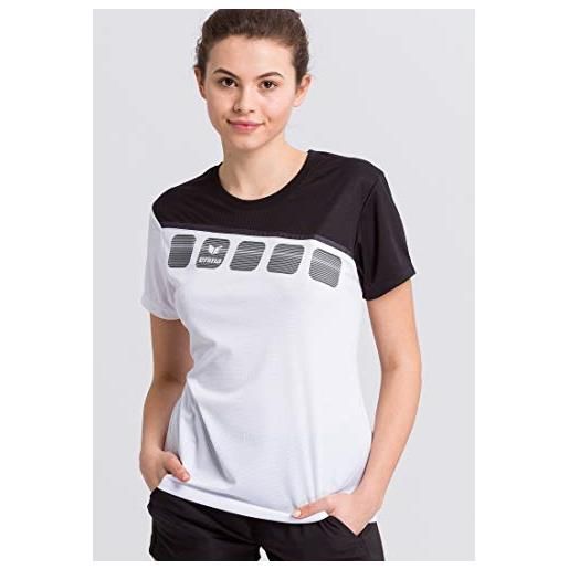 Erima 1081913, t-shirt donna, bianco/nero/grigio scuro, 48