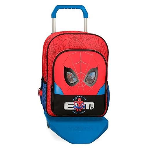 Marvel spiderman protector zaino scuola con trolley rosso 30x38x12 cm poliestere 13,68l