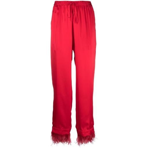 Simonetta Ravizza pantaloni con bordo di piume - rosso