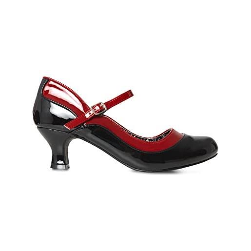Joe Browns scarpe vintage in vernice mary jane, décolleté donna, nero e rosso, 41.5 eu