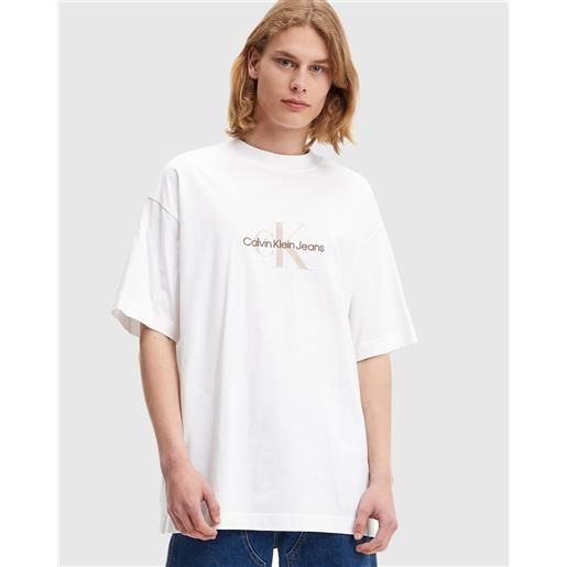 Calvin Klein t-shirt archival monologo oversized bianco uomo