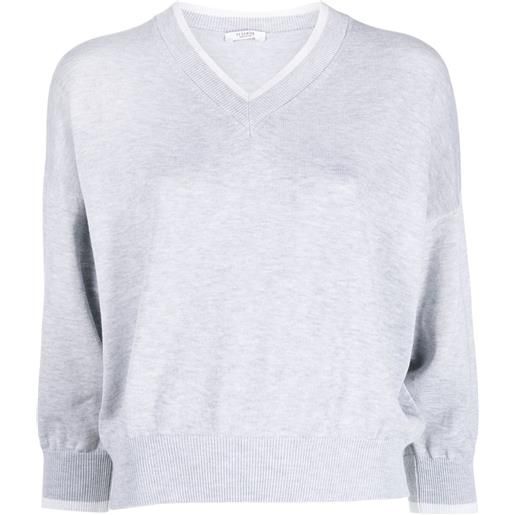 Peserico maglione con scollo a v - grigio