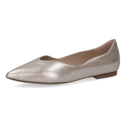 CAPRICE ballerine da donna in pelle a punta, beige (taupe metallic), 38 eu