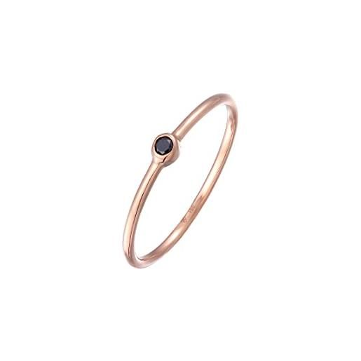 Elli anelli solitario con diamante, 0.03 ct, in oro rosa 750, donna