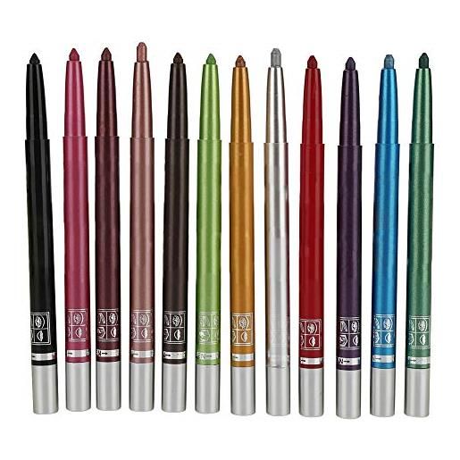 Brrnoo eyeliner colorato, set di matite per eyeliner in 12 colori, fodere per occhi a lunga durata altamente pigmentate impermeabili, matita per sopracciglia eyeliner matita per sopracciglia matita penna per