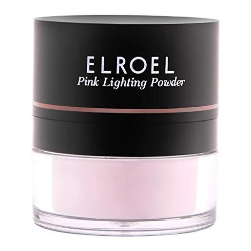 ELROEL pink lighting powder, cipria brillante, polvere libera per opacizzare e illuminare l'incarnato, trucco duraturo e opacizzante, design compatto con applicatore, 1 pezzo, 7.7g