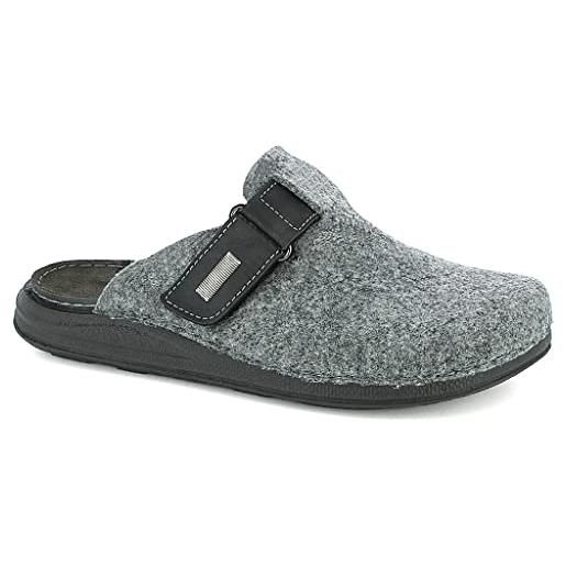 inblu pantofole con fibbia da uomo in feltro ecologico con suola in poliuretano e sottopiede in pelle naturale 40-45 eu (blu marino, numeric_44)