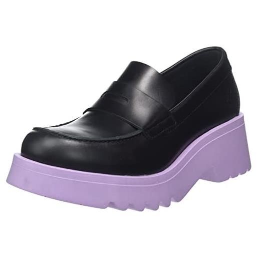 Fly London moat948fly, mocassino donna, nero viola suola, 36.5 eu