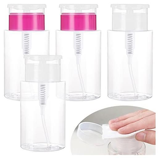 LTHERMELK 4 pezzi 150ml bottiglia per solvente per unghie, flacone vuoto di plastica per pompa, trasparente dispenser per smalto per struccante cosmetici rimozione dello smalto
