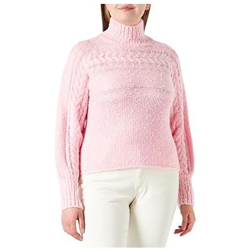 myMo maglione da donna 12419549, rosa e bianco lana, m/l