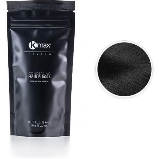 Kmax concealing hair fibers - refill (64g) - nero / black