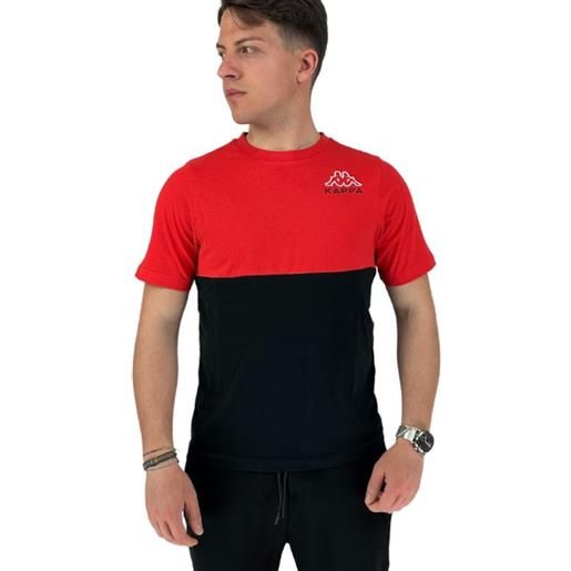 T-shirt maglia maglietta uomo kappa banda 222 rosso nero logo edwin girocollo 341b2yw-a09