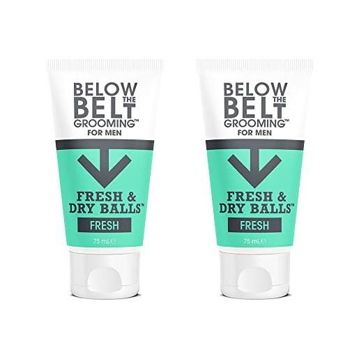 Below The Belt Grooming fresh & dry balls - intimate deodorant for men - protects against sweat, odour and chafing - fresh scent 2 x 75ml