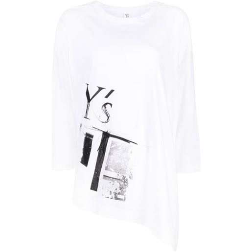 Y's t-shirt asimmetrica girocollo - bianco