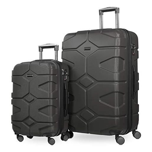 Hauptstadtkoffer - x-kölln - set 2 bagagli rigidi espandibile, valigie cabina e grande (s & l), grafite