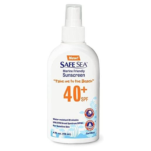 Safe sea protezione solare spray spf40 120ml, anti-medusa sting protettivo lozione, protegge da medusa e coralli del fuoco, corallo reef-safe