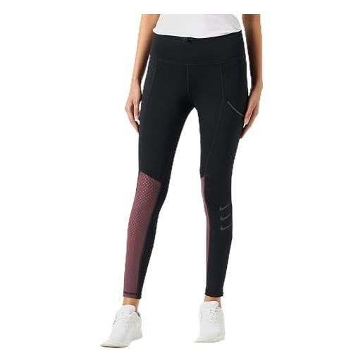 Nike dri-fit run division epic luxe, leggings donna, black/dark wine/black, s