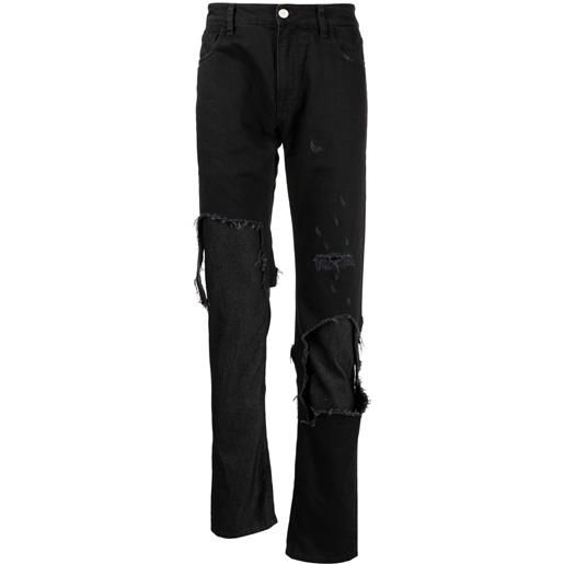 Raf Simons jeans slim con effetto vissuto - nero