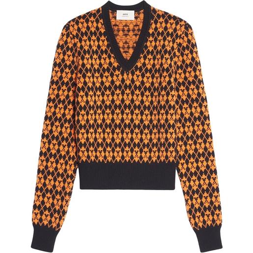 AMI Paris maglione con scollo a v - arancione