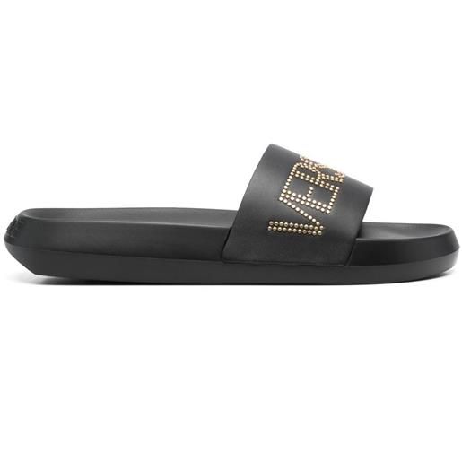 Versace sandali slides con logo - nero