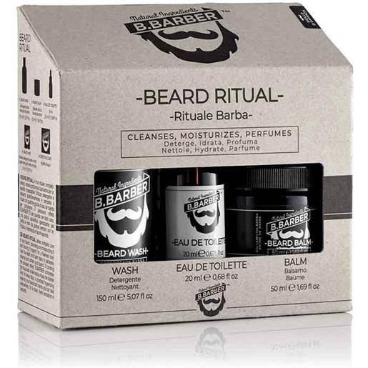 B Barber beard ritual kit detergente 150ml + profumo 20ml + balsamo 50ml