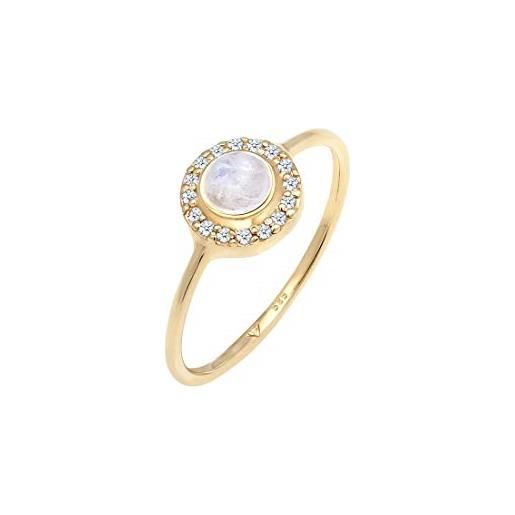 Elli premium anelli donna pietra di luna di fidanzamento con diamante (0,08 ct. ) in oro giallo 585