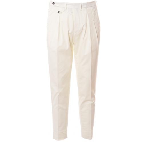 GABARDINE pantalone doppia pence bianco