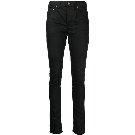 Saint Laurent jeans skinny con vita media - nero