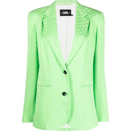 Karl Lagerfeld blazer monopetto con monogramma jacquard - verde