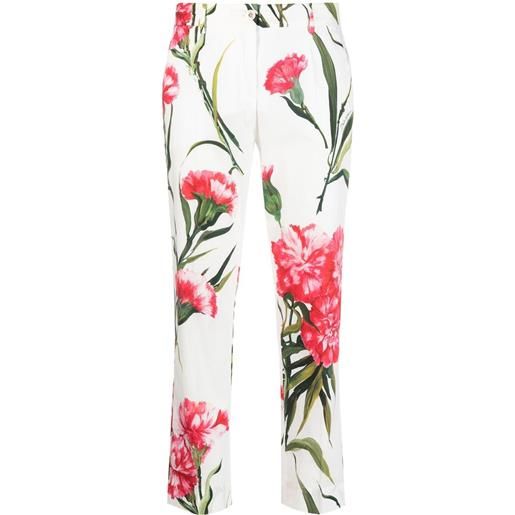 Dolce & Gabbana pantaloni crop a fiori - bianco