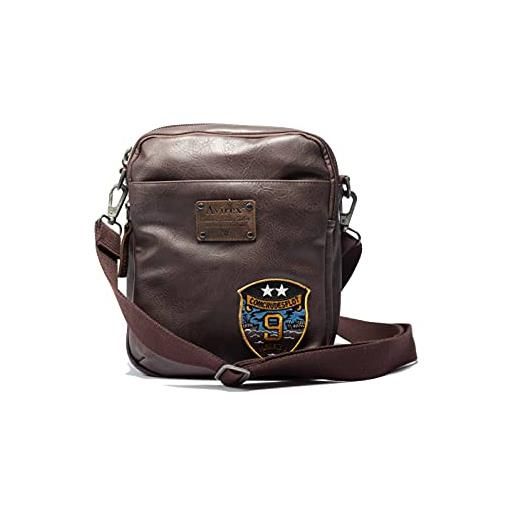 Avirex collezione maverik, borsello medio con tracolla regolabile, cross-body bag m, borsa uomo, colore marrone