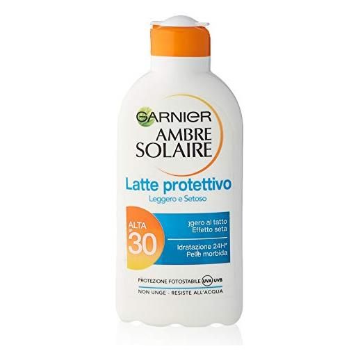 Garnier ambre solaire protezione solare, latte protettivo leggero e setoso, protezione alta ip30, 200 ml