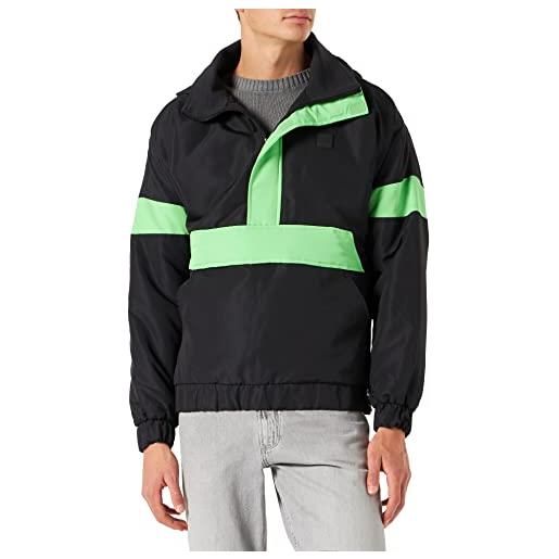 Urban Classics windbreaker 3-tone neon mix pull over jacket giacca, multicolore (black/cobaltblue 02376), large uomo