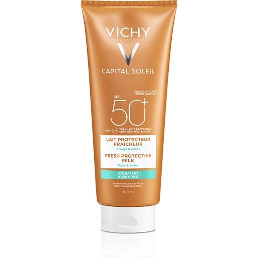 Vichy capital soleil latte idratante fresco - viso e corpo - protezione molto alta spf 50+ 300 ml