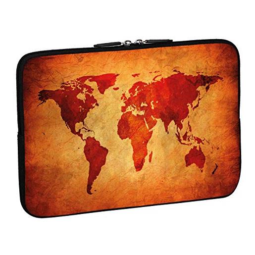 PEDEA custodia per notebook in neoprene 15,6 pollici, brown global map