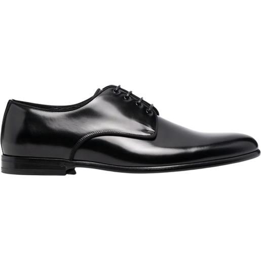Dolce&Gabbana scarpe derby stringate in pelle nera con finitura lucida