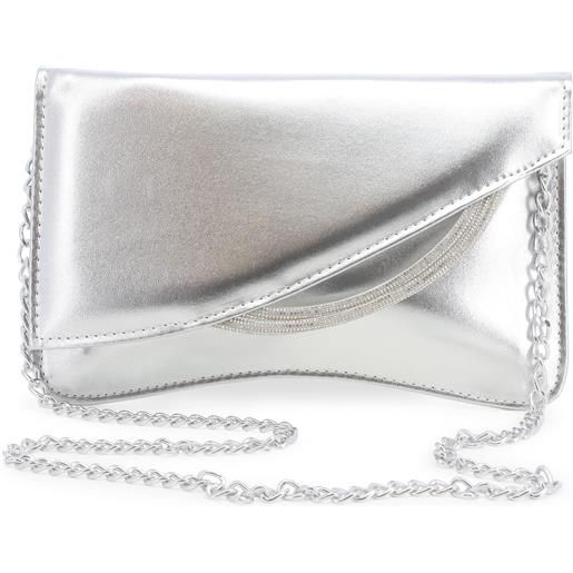 Melluso borsa pochette con tracolla laminato argento bj057