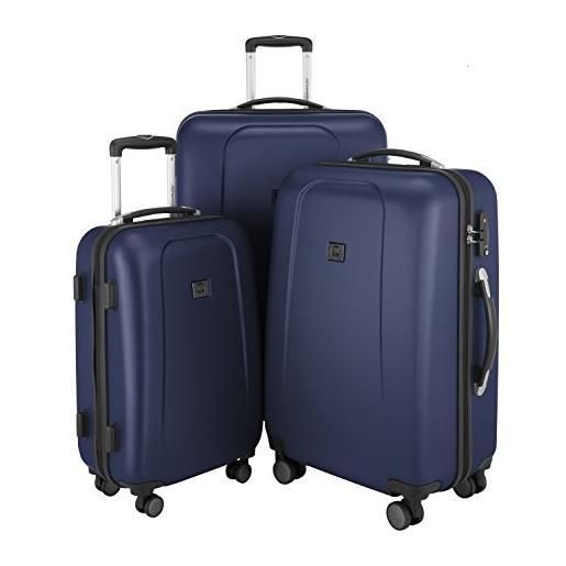 Hauptstadtkoffer - wedding - set di 3 valigie trolley rigido tsa 4 ruote abs, (s, m, l), blu scuro