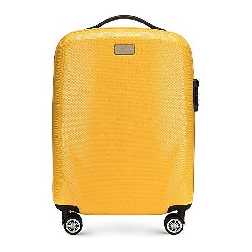 WITTCHEN pc ultra light bagaglio a mano piccola valigia valigia da viaggio valigia da cabina in policarbonato quattro ruote doppie lucchetto tsa manico alluminio telescopico taglia s giallo