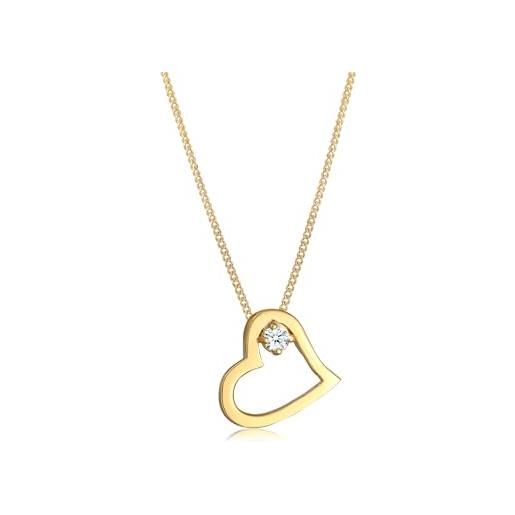 DIAMORE elli diamonds collana donne cuore legato con diamante (0.03ct) in oro giallo 585