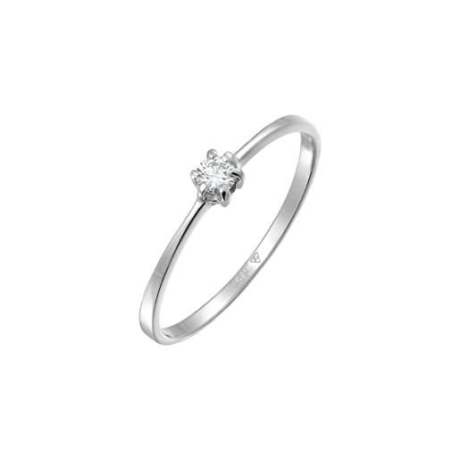 DIAMORE anelli donna impegno solitario con diamante (0,10 ct) in oro bianco 585