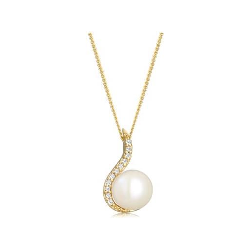 DIAMORE elli diamonds collana donne perla classica con diamante (0,055 ct. ) in oro giallo 585
