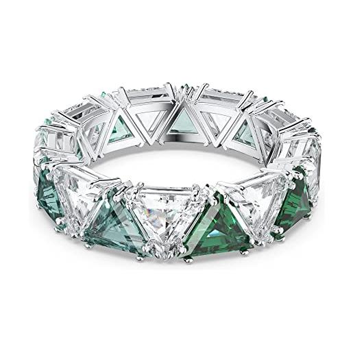 Swarovski anello cocktail ortyx, cristalli taglio triangolo, verde, placcato rodio