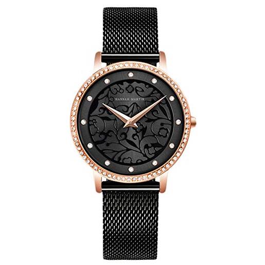 RORIOS fashion donna orologio analogico al quarzo orologi da polso acciaio inox mesh band impermeabili elegante orologi da donna