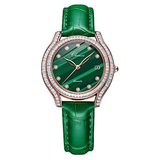 RORIOS classic orologio donna orologio analogico quarzo con cinturino in pelle diamanti dail orologio da polso