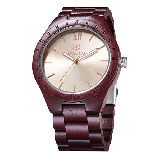 RORIOS moda orologio legno da uomo orologio da polso orologio analogico al quarzo orologio di peso leggero naturale orologio di legno