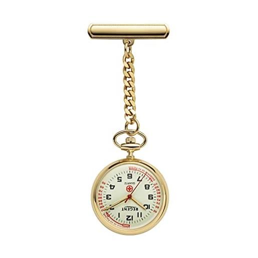 REGENT orologio da infermiera medica 30 mm al quarzo numeri arabi in diverse varianti, p-758 - oro