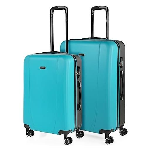 ITACA - set valigie - set valigie rigide offerte. Valigia grande rigida, valigia media rigida e bagaglio a mano. Set di valigie con lucchetto combinazione tsa 71116, turchese/antracite